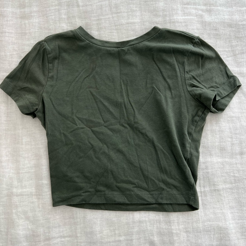 Olive green, baby tee, size XS